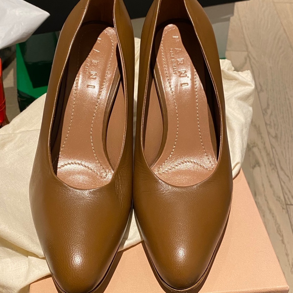 Marni Brown Leather Block Heel | Size 36.5
